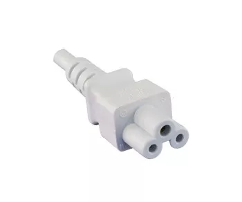 Netzkabel Europa CEE 7/7 auf C5, 0,75mm², CEE 7/7/IEC 60320 auf C5, VDE, weiß, DINIC Box mit Euroloch, Länge 1,80m